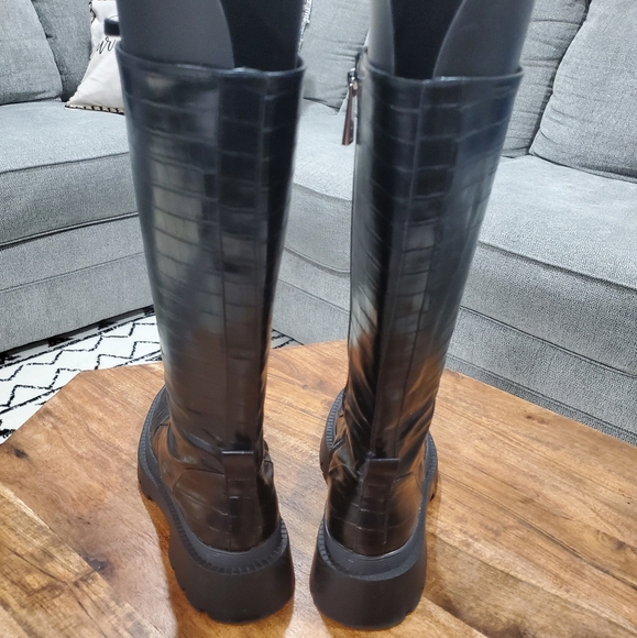 Zara croc print lace up combat boots - Picture 2 of 8